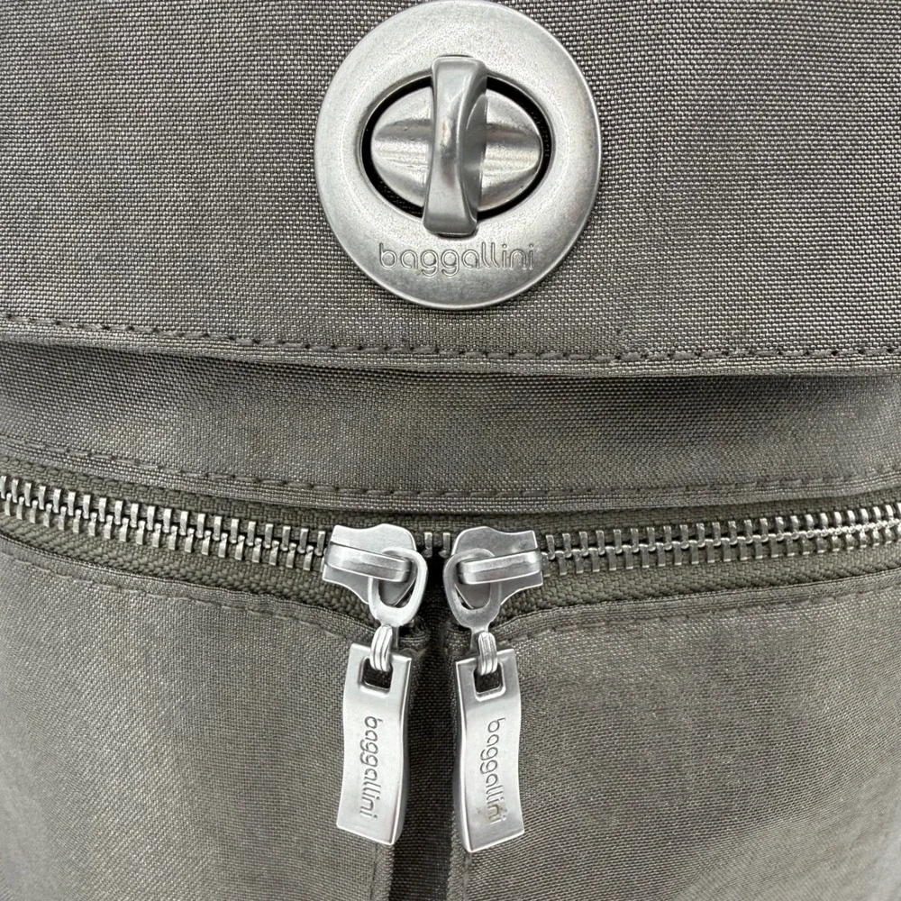 BAGGALLINI Naples Small Backpack Sling Bag Gray Nylon Convertible Travel Mini‎